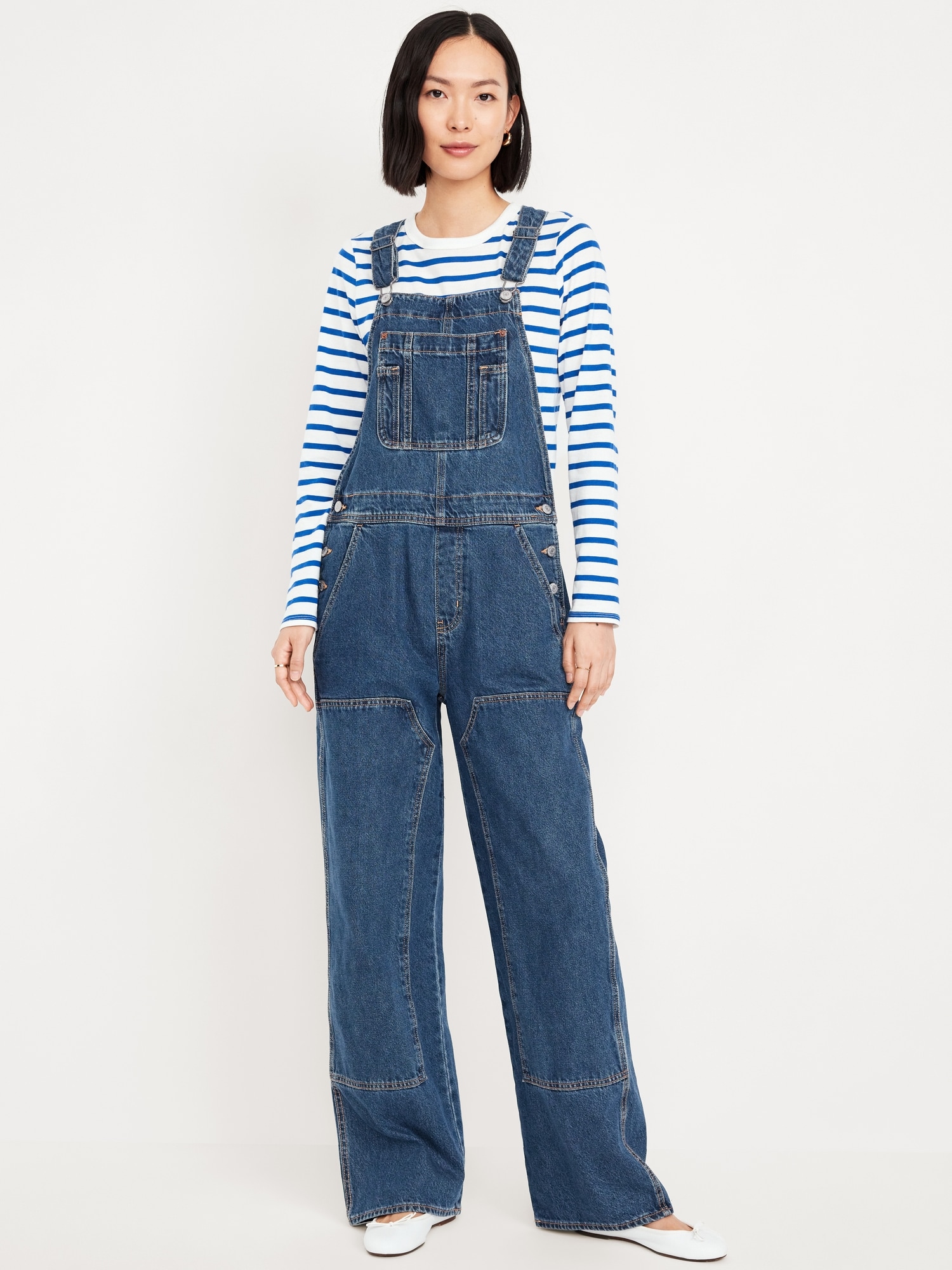 Baggy Wide-Leg Jean Overalls