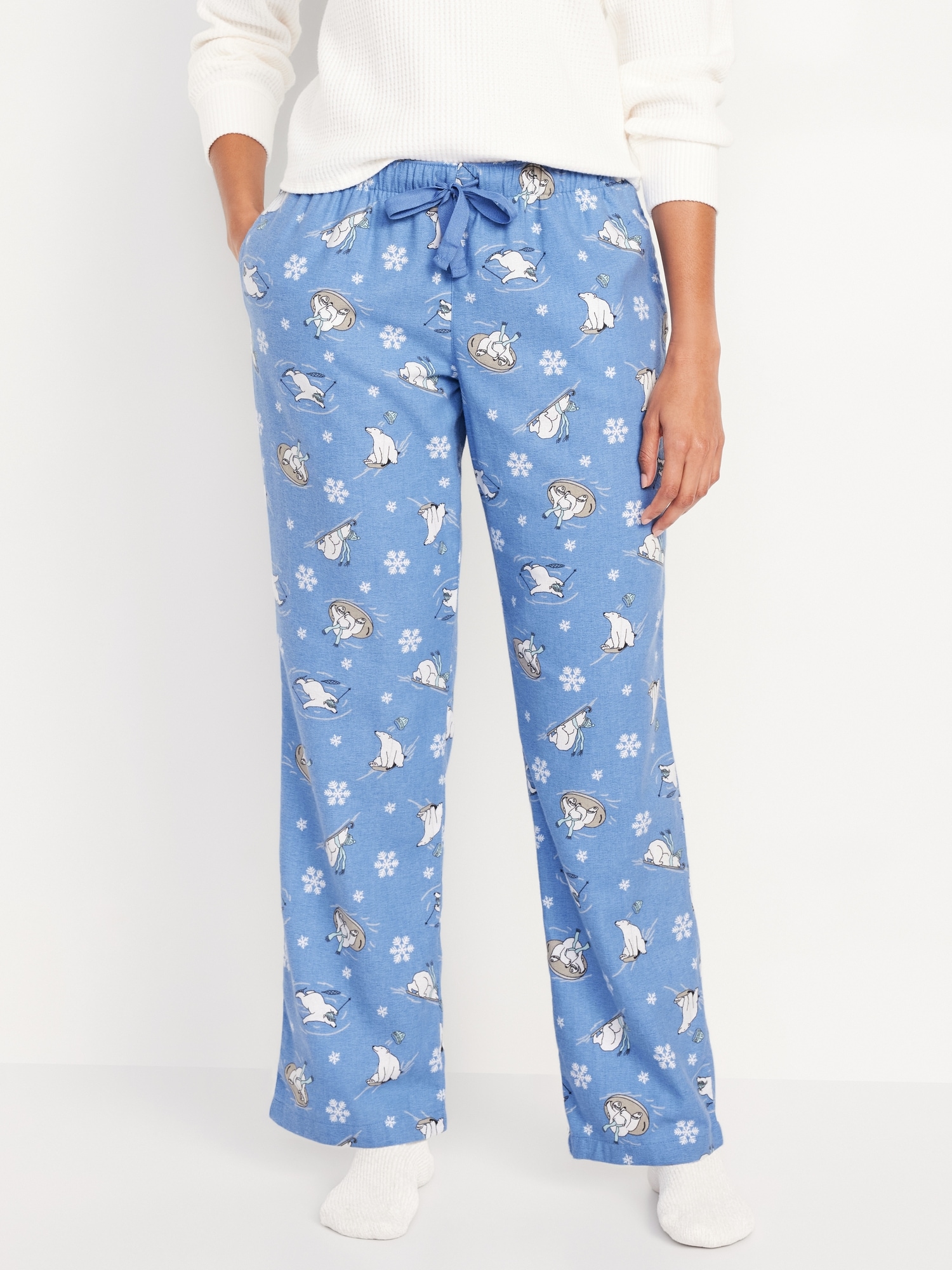 Mid-Rise Printed Flannel Pajama Pants