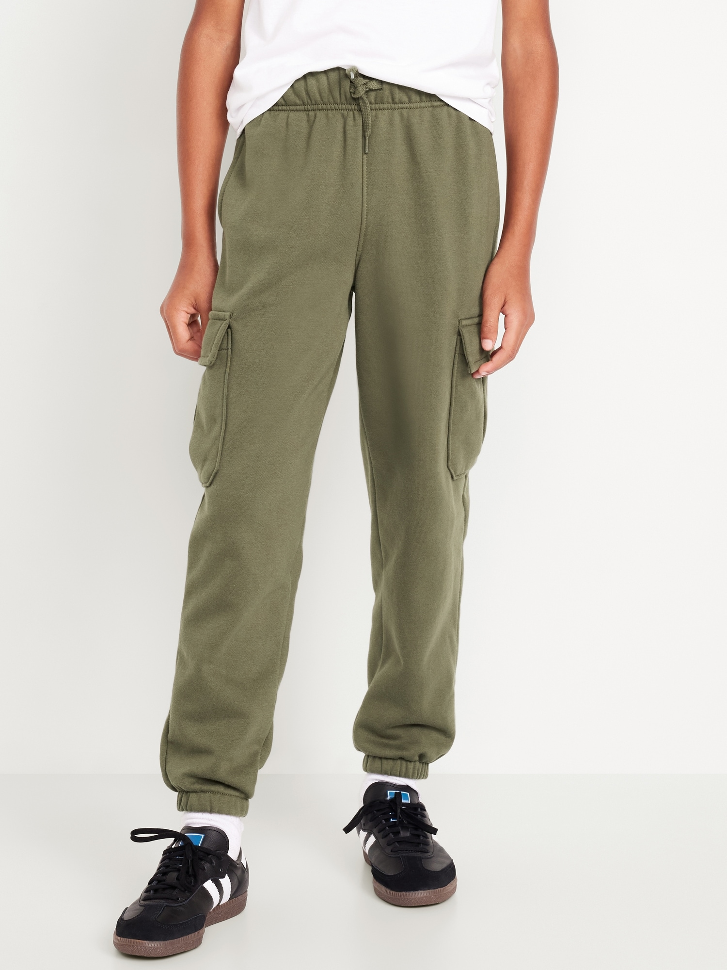 Pantalon cargo de jogging coupe généreuse en coton ouaté pour garçon