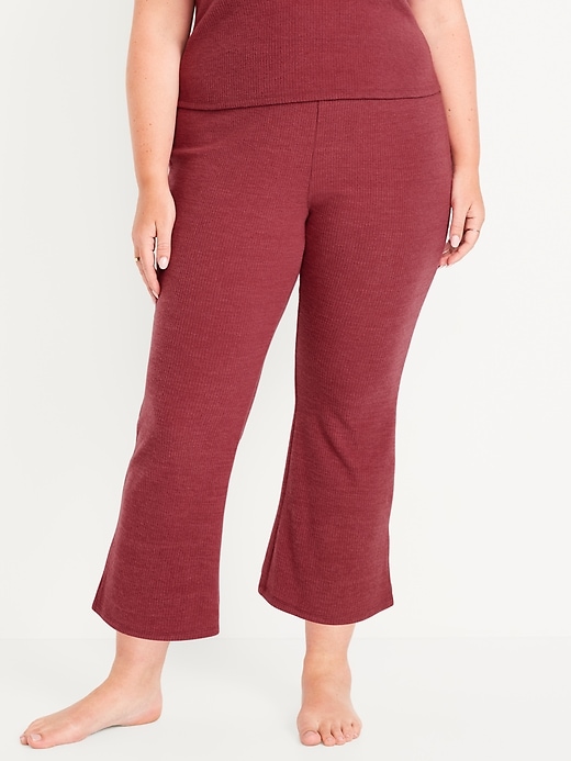 Image number 7 showing, High-Waisted Ribbed Crop Flare Lounge Pants