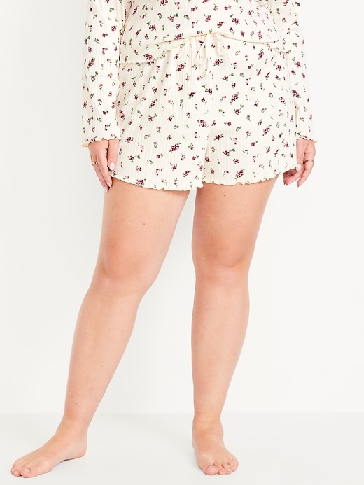 Image number 7 showing, High-Waisted Ribbed Pajama Shorts