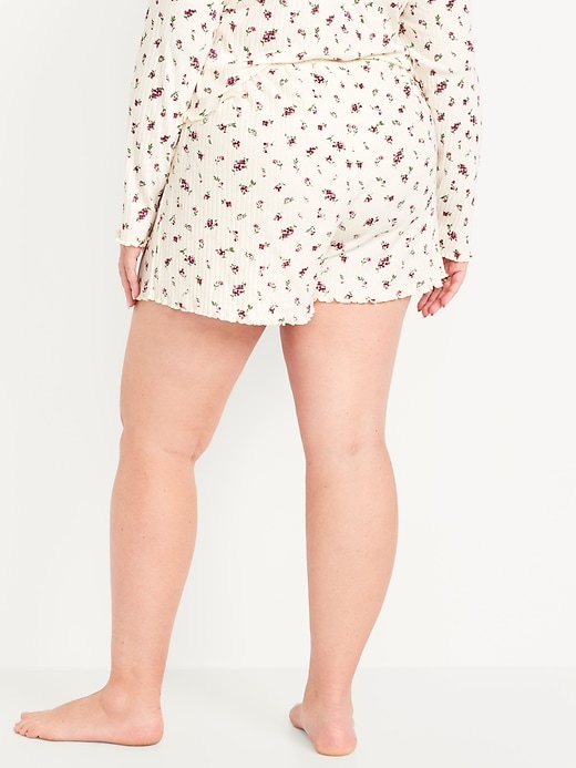 Image number 8 showing, High-Waisted Ribbed Pajama Shorts