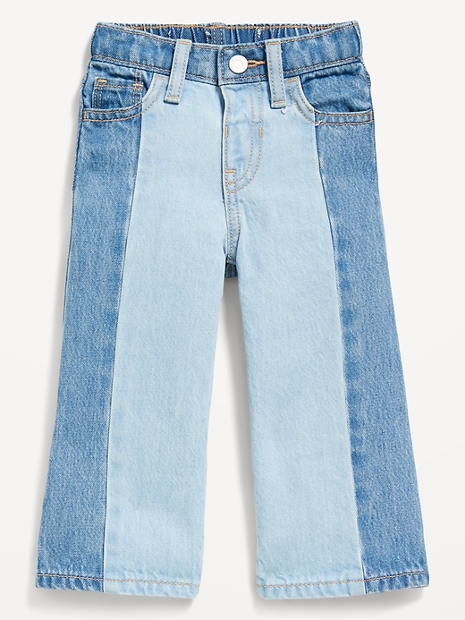 Voir une image plus grande du produit 1 de 3. Jean à coupe généreuse deux tons à jambe large et taille haute pour toute-petite fille