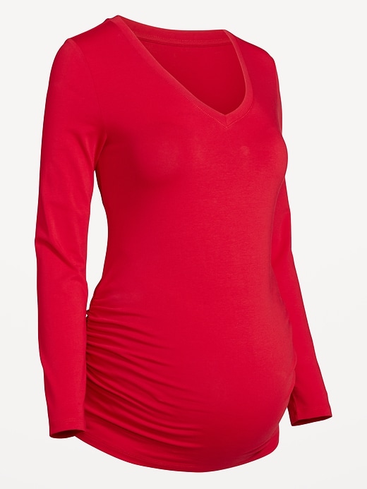 Image number 4 showing, Maternity V-Neck Long-Sleeve T-Shirt