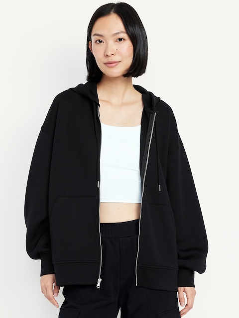 Oversized Bounce Fleece Zip Tunic Hoodie Sweatshirt