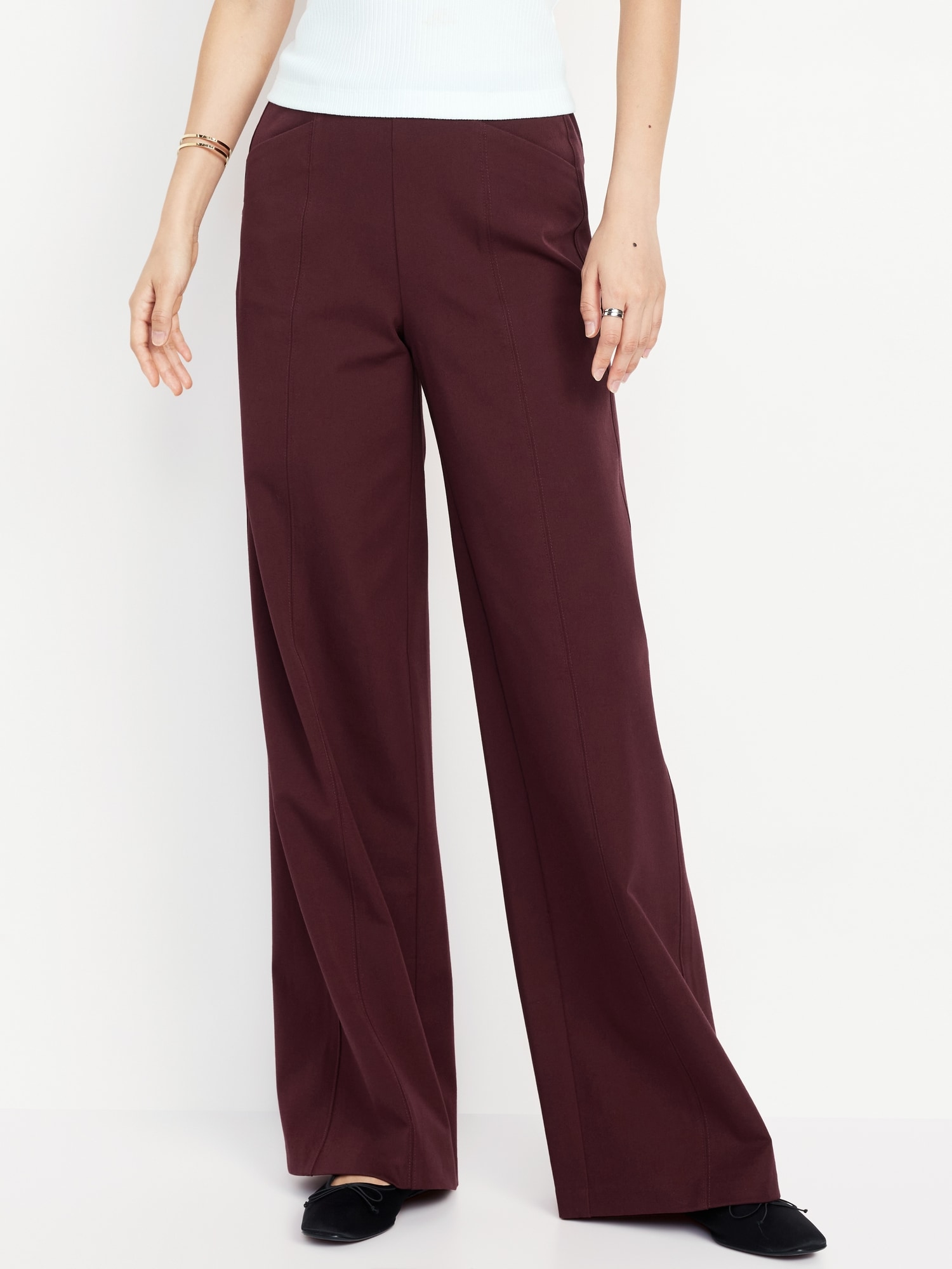 Pantalon Pixie à taille haute extensible et à jambe large