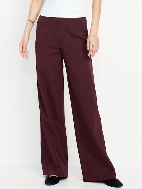 Pantalon Pixie à taille haute extensible et à jambe large - Rouge