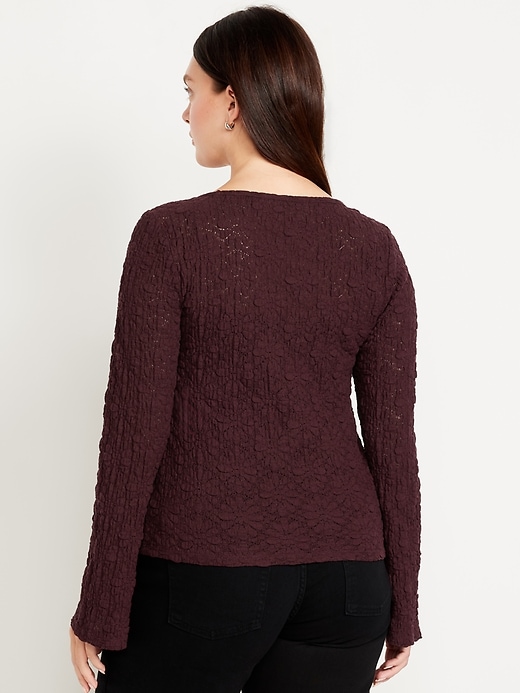 Image number 6 showing, Textured Lace Scoop-Neck Top