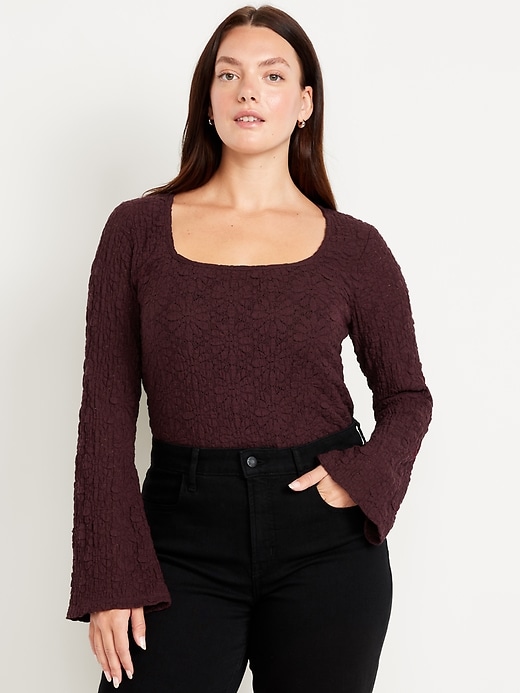 Image number 5 showing, Textured Lace Scoop-Neck Top