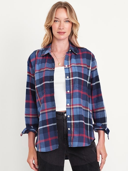 Image number 1 showing, Flannel Boyfriend Button-Down Shirt