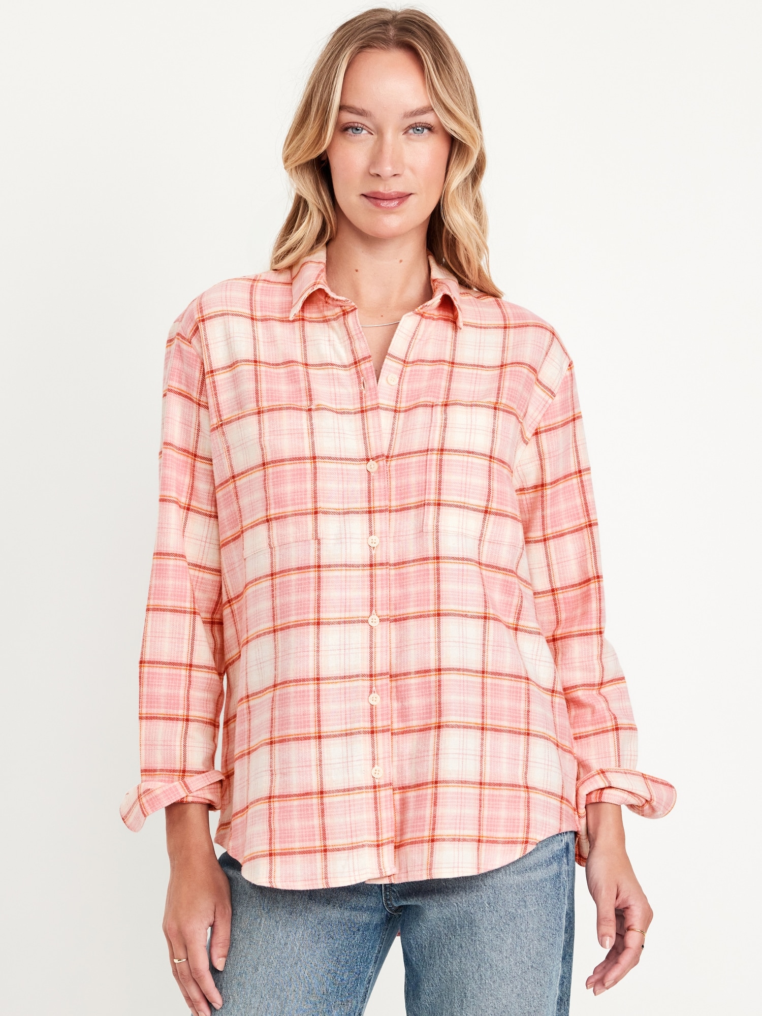 Flannel Boyfriend Button-Down Shirt