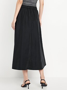 Shirred Midi Swing Skirt | Old Navy