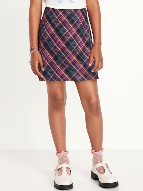 Printed Skirt for Girls - Purple Teal Plaid