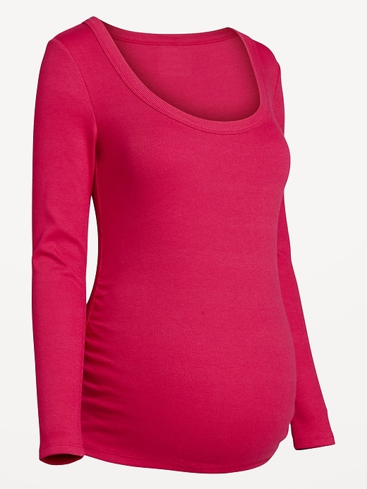 Image number 3 showing, Maternity Long-Sleeve Ribbed T-Shirt