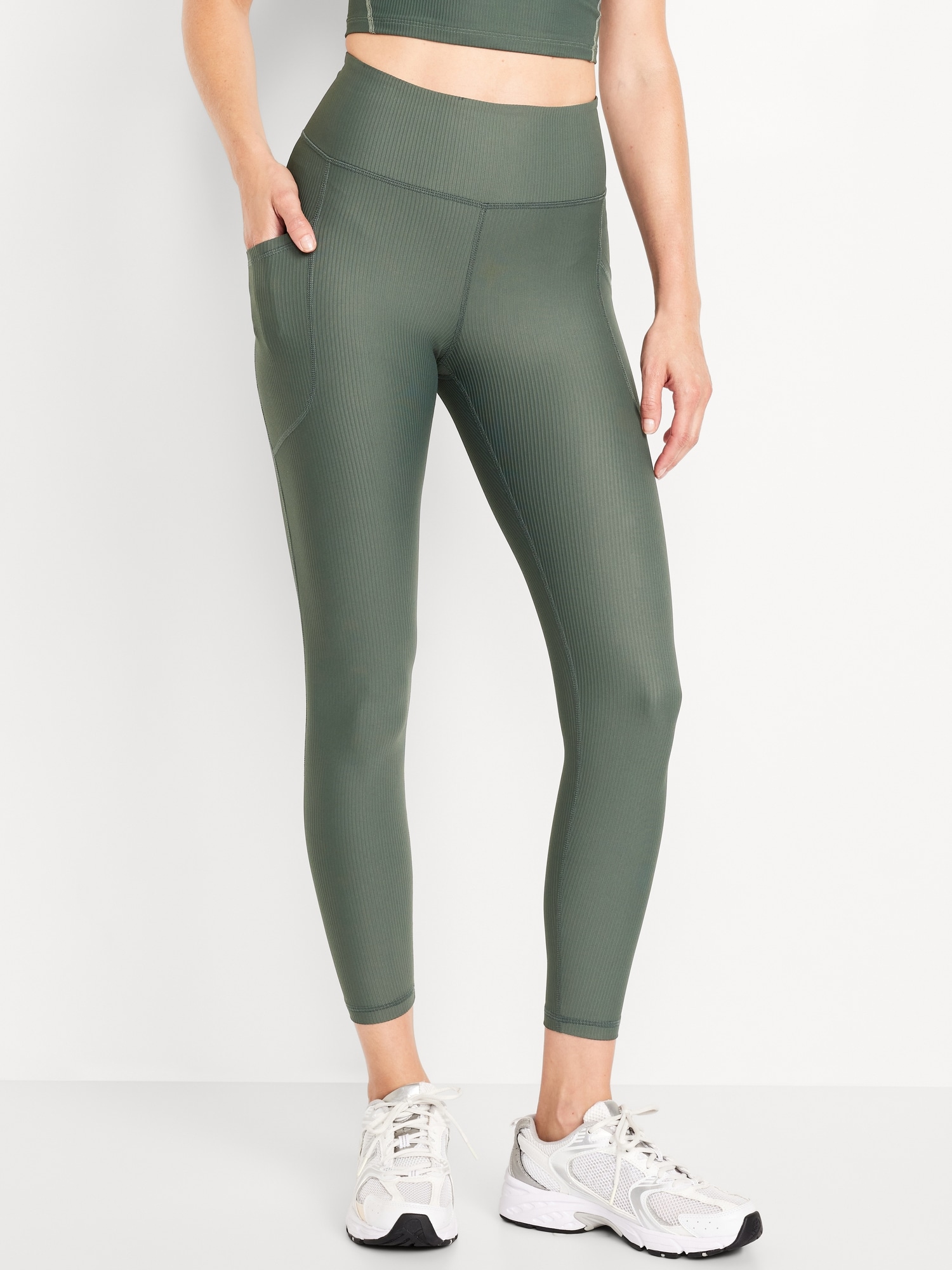 Legging PowerSoft côtelé à taille haute - Vert