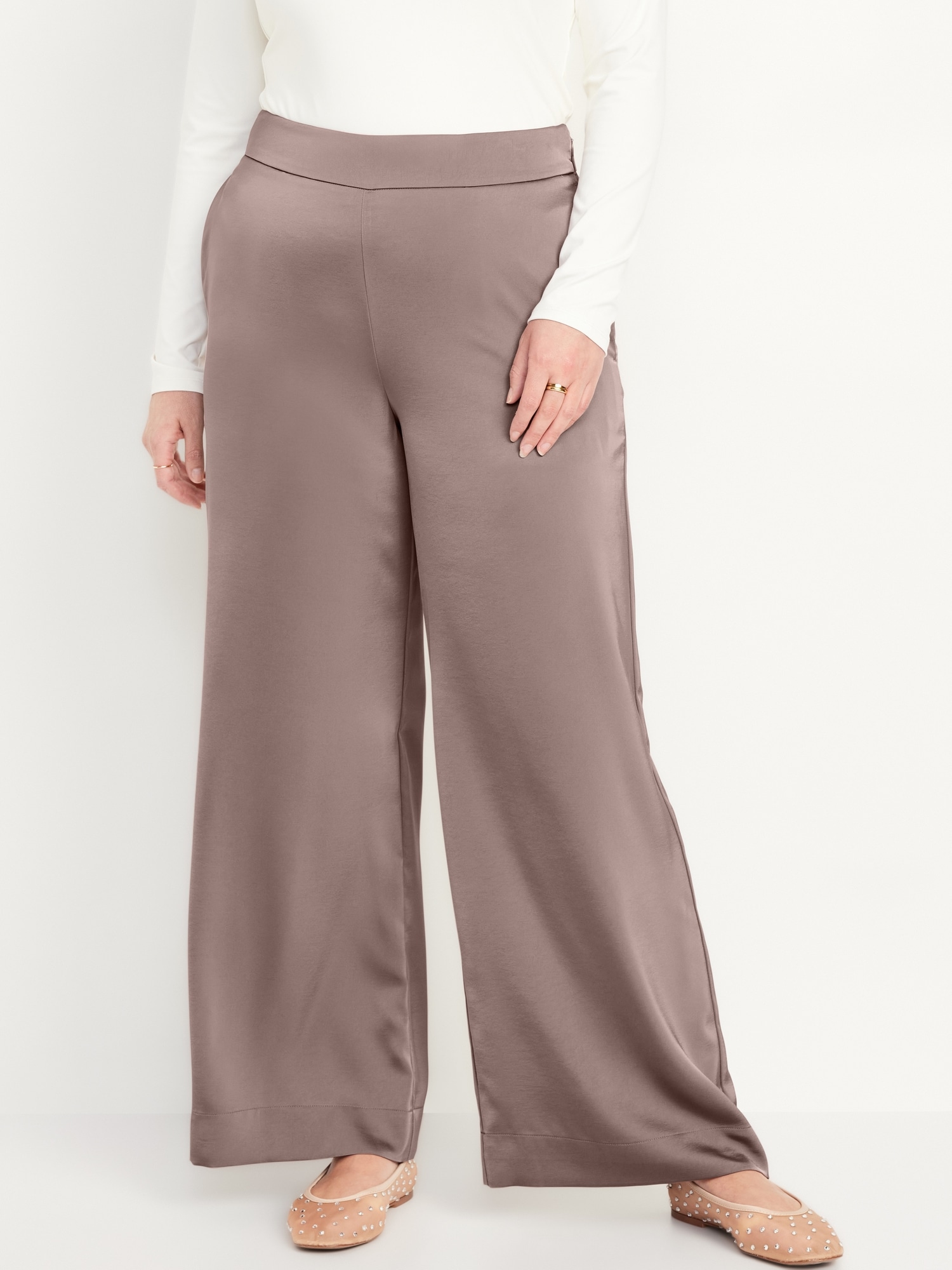 High-Waisted Satin Super Wide-Leg Pants