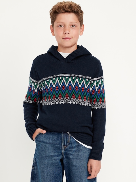 Fair Isle Pullover Hoodie for Boys