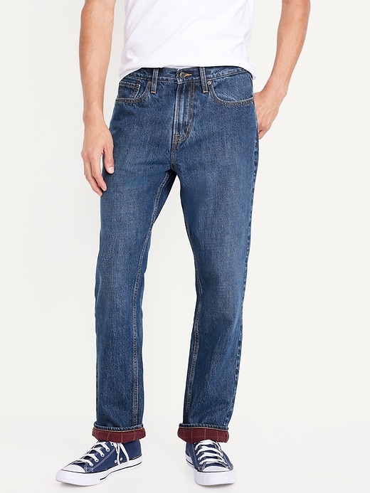 Image number 1 showing, 90&#39;s Straight Flannel-Lined Jeans