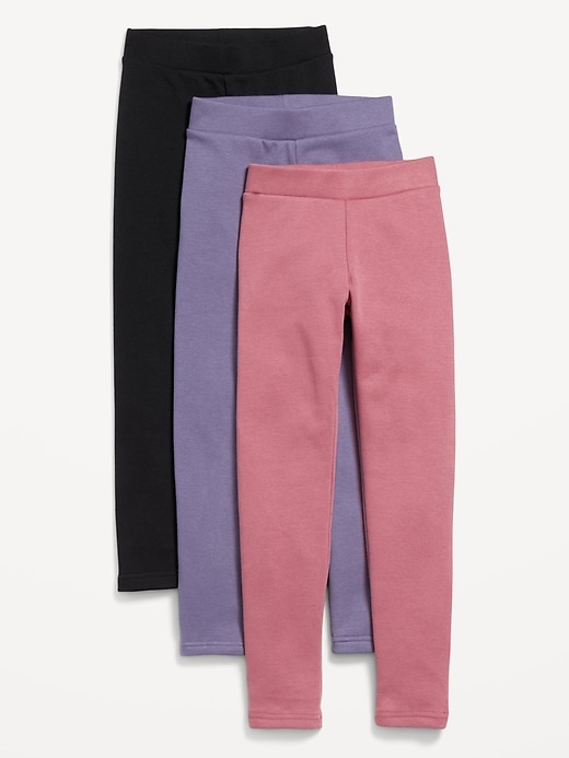 Voir une image plus grande du produit 1 de 2. Legging long en molleton à taille haute pour fille (paquet de 3)