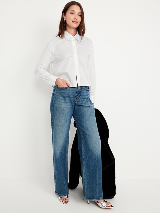 Image number 3 showing, Button-Down Crop Shirt