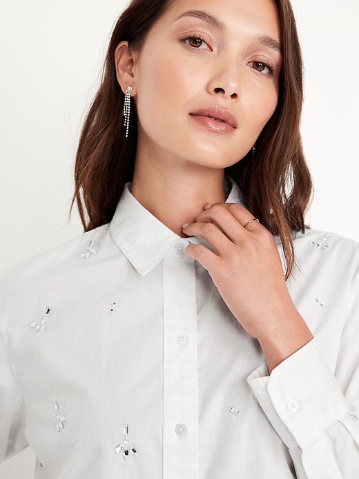 Image number 4 showing, Button-Down Crop Shirt