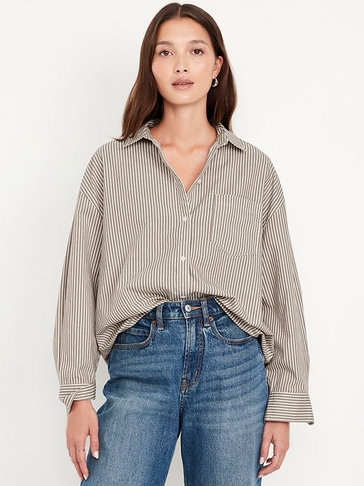 Image number 1 showing, Oversized Button-Down Boyfriend Shirt