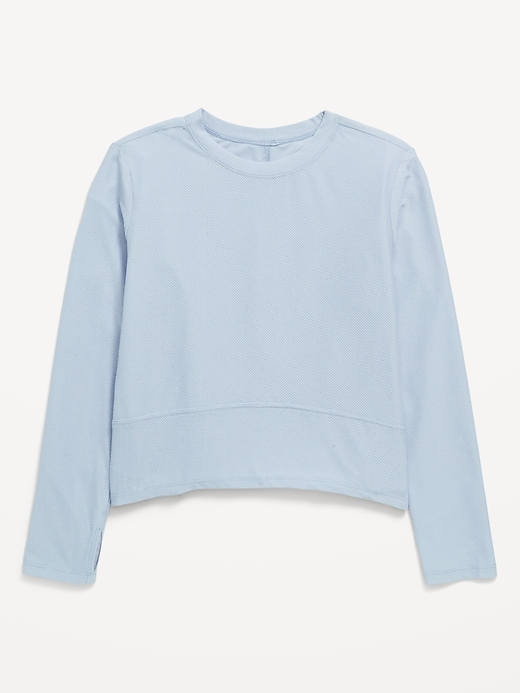 Image number 3 showing, Long-Sleeve Curved-Hem Performance Top for Girls