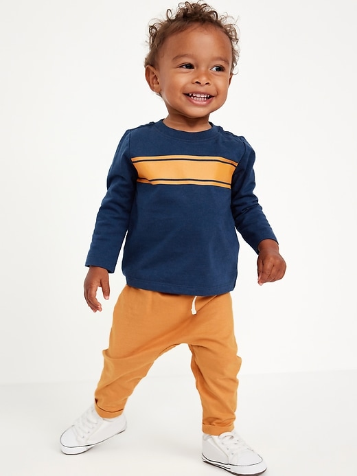 View large product image 1 of 3. Long-Sleeve Jersey-Knit T-Shirt and Pants Set for Baby