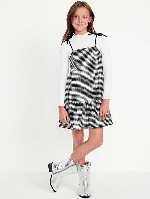 Voir une image plus grande du produit 1 de 4. Ensemble robe sans manches à motif et haut à col montant pour fille