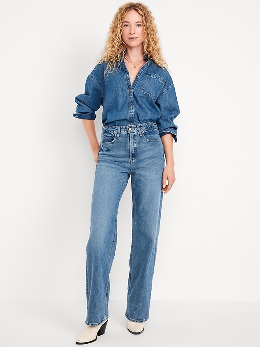 Image number 1 showing, Extra High-Waisted Sky-Hi Wide-Leg Jeans