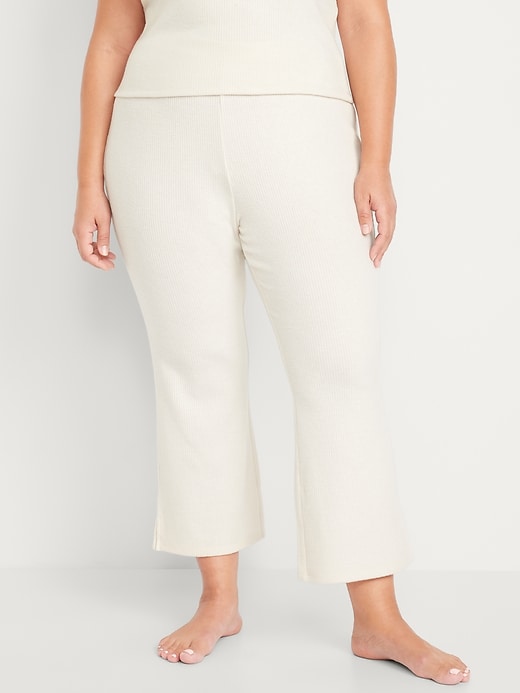 Image number 7 showing, High-Waisted Ribbed Crop Flare Lounge Pants