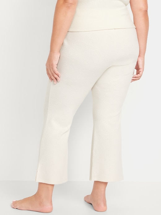 Image number 8 showing, High-Waisted Ribbed Crop Flare Lounge Pants