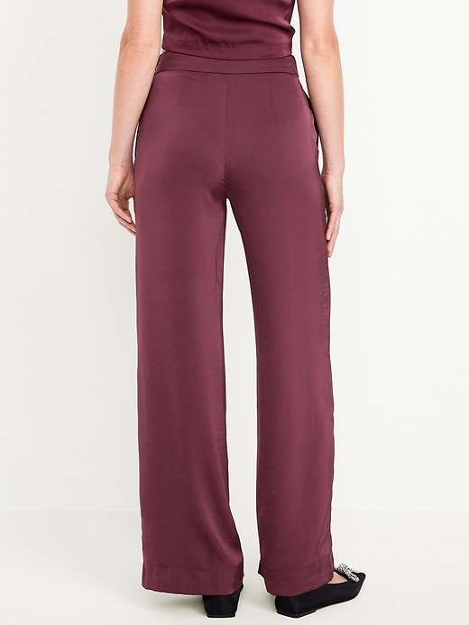 Image number 2 showing, High-Waisted Satin Super Wide-Leg Pants