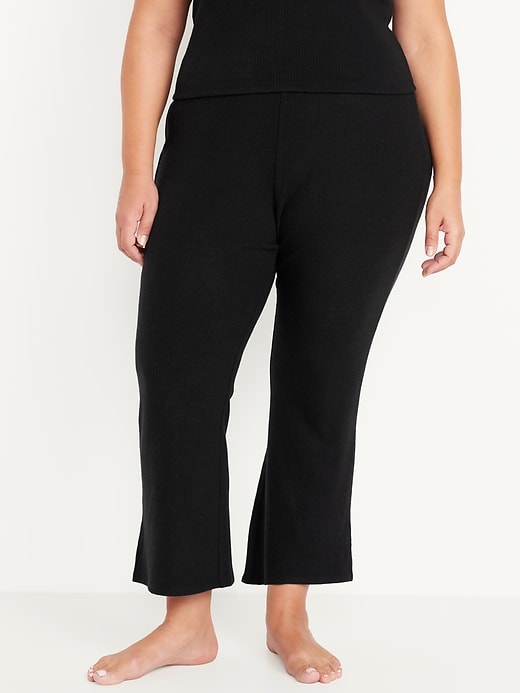 Image number 7 showing, High-Waisted Ribbed Crop Flare Lounge Pants