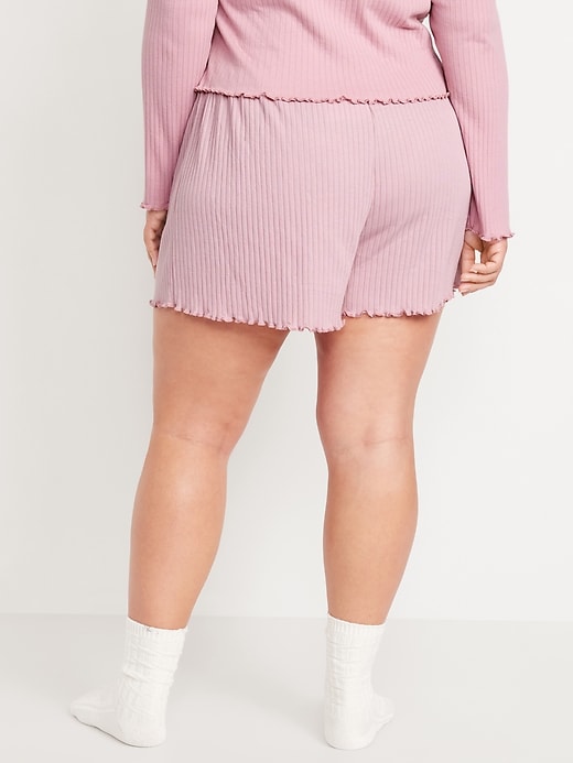 Image number 8 showing, High-Waisted Ribbed Pajama Shorts