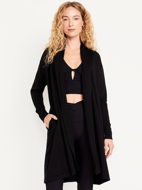 Live-In Open-Front Longline Wrap - Black