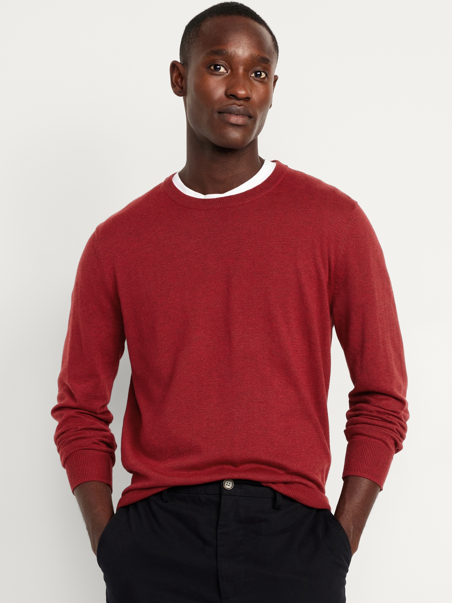 Red crew neck sweater mens sale