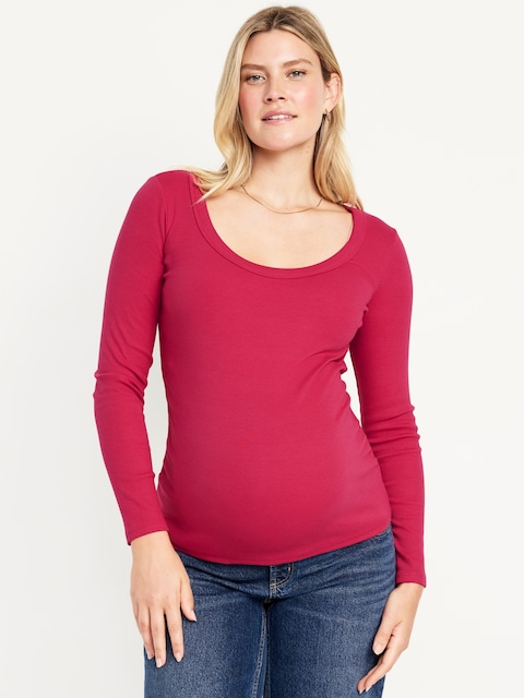 Maternity Long-Sleeve Ribbed T-Shirt