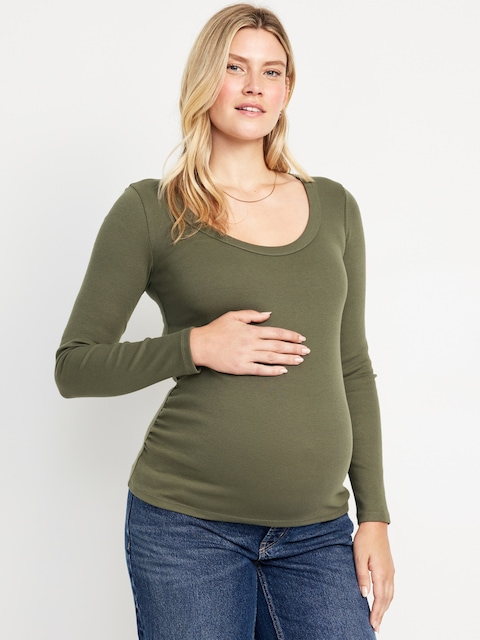 Maternity Long-Sleeve Ribbed T-Shirt