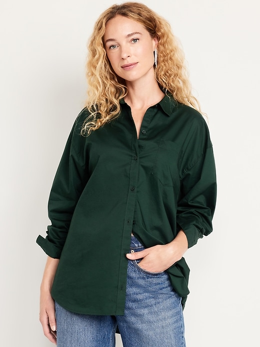 Image number 1 showing, Oversized Button-Down Boyfriend Shirt