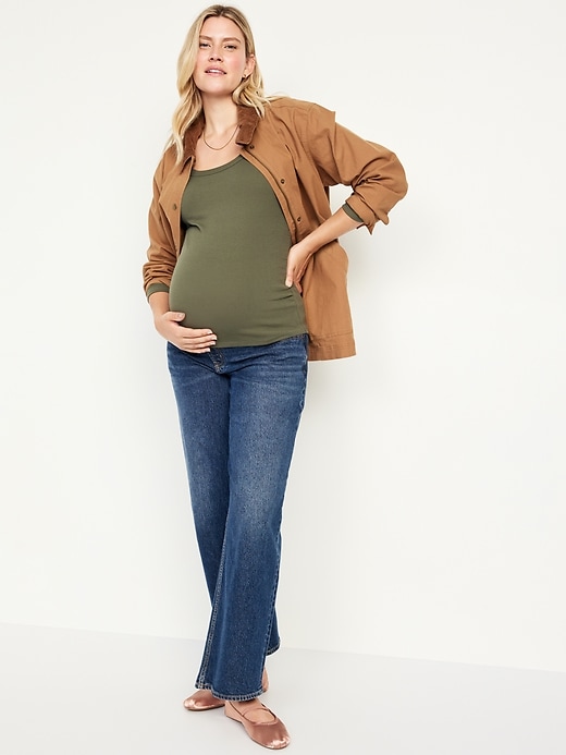 Image number 5 showing, Maternity Long-Sleeve Ribbed T-Shirt