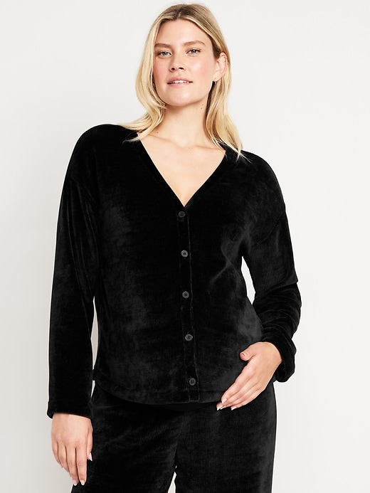 Image number 1 showing, Maternity Cozy Chenille Button-Down Top