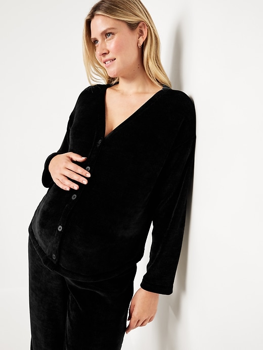 Image number 4 showing, Maternity Cozy Chenille Button-Down Top