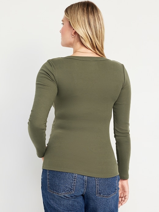 Image number 4 showing, Maternity Long-Sleeve Ribbed T-Shirt