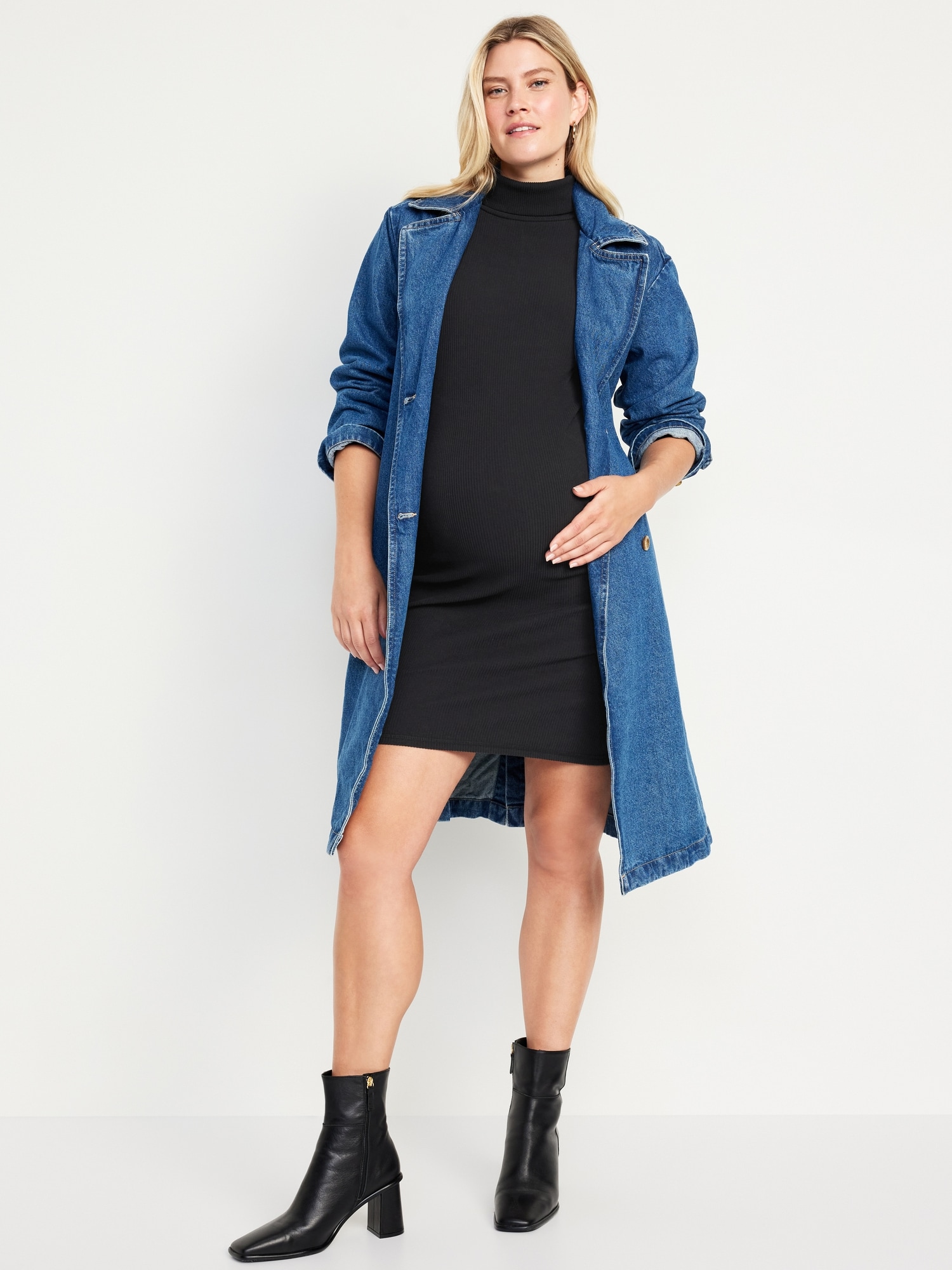 Maternity Mock-Neck Mini Dress