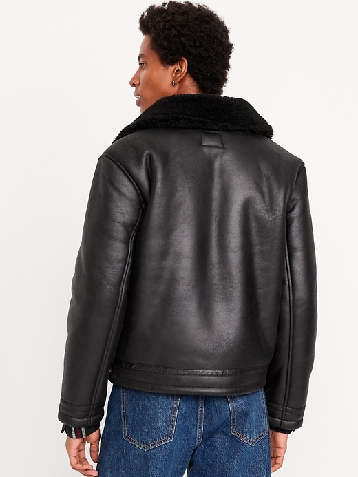 Image number 7 showing, Faux-Leather Aviator Jacket