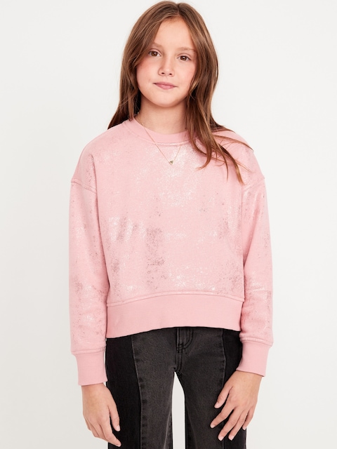 Vintage Oversized Crew-Neck Graphic Sweatshirt for Girls