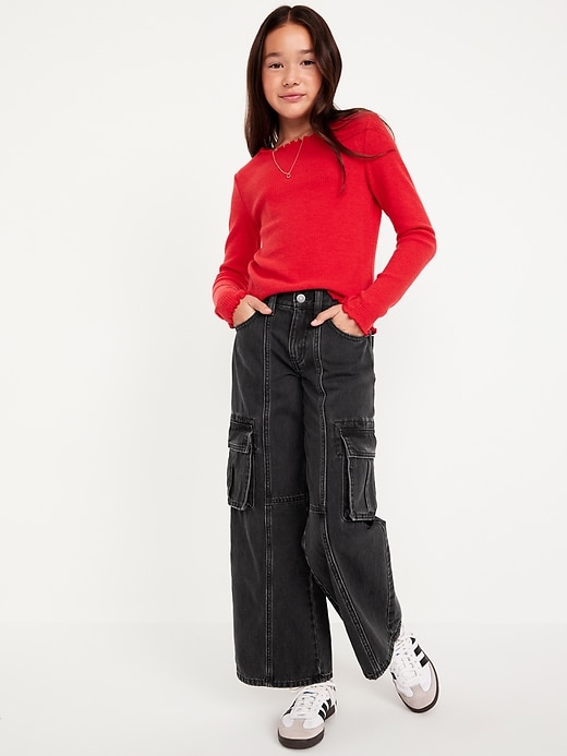 Image number 3 showing, High-Waisted Super Baggy Wide-Leg Cargo Jeans for Girls