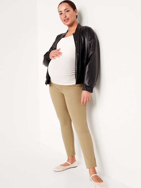 Maternity Full-Panel Pixie Ankle Pants - Teakwood