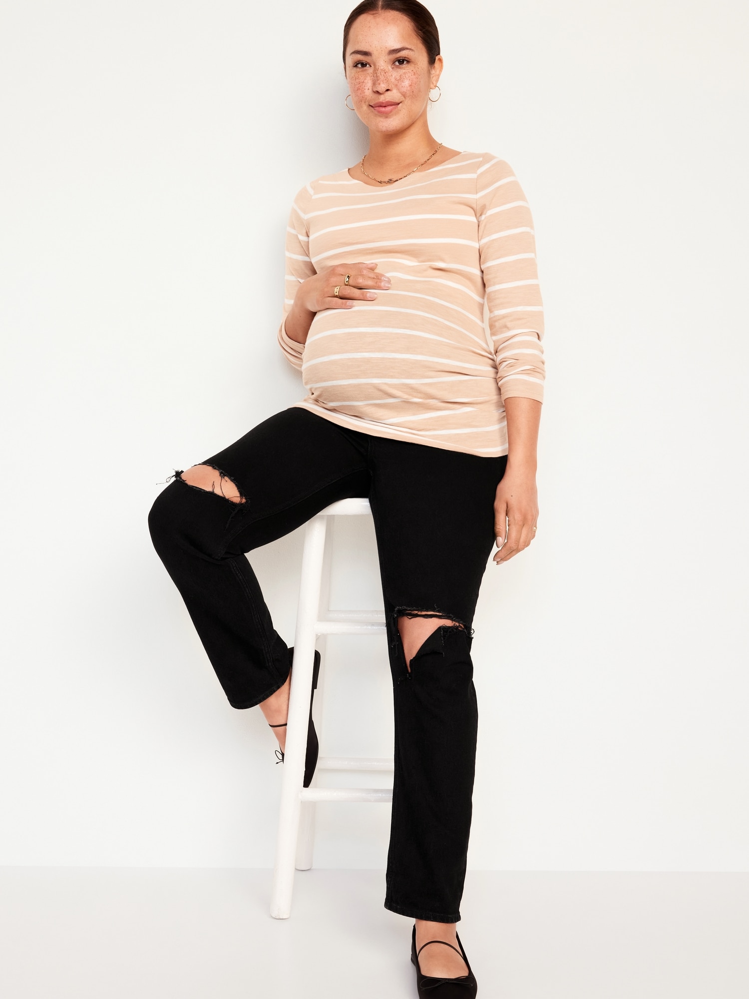 Maternity Full Panel Boyfriend Straight Jeans